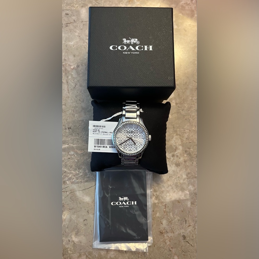 Coach Silver Watch with Crystal Accents - Picture 3 of 4